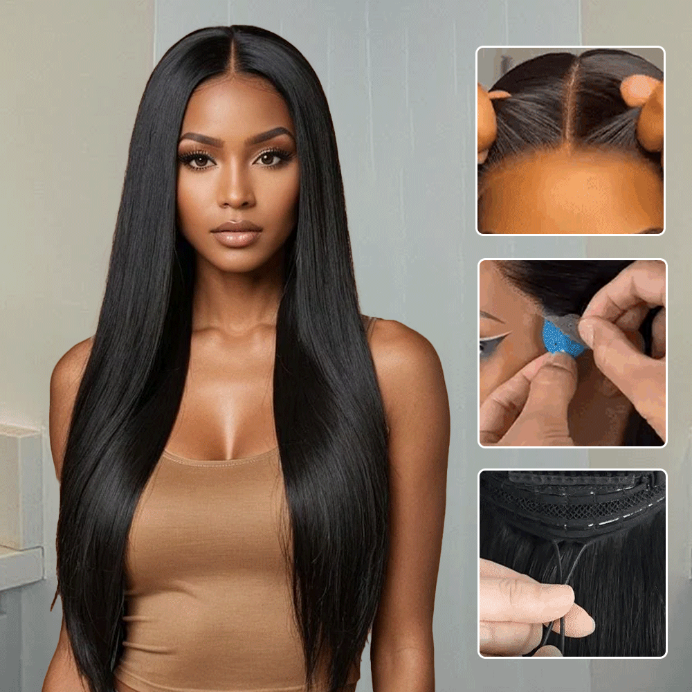 Pizazz Hair Pull & Go Glueless Wig 13×6 Straight Wig Invisi-Drawstring Pre-Everything Human Hair Wig