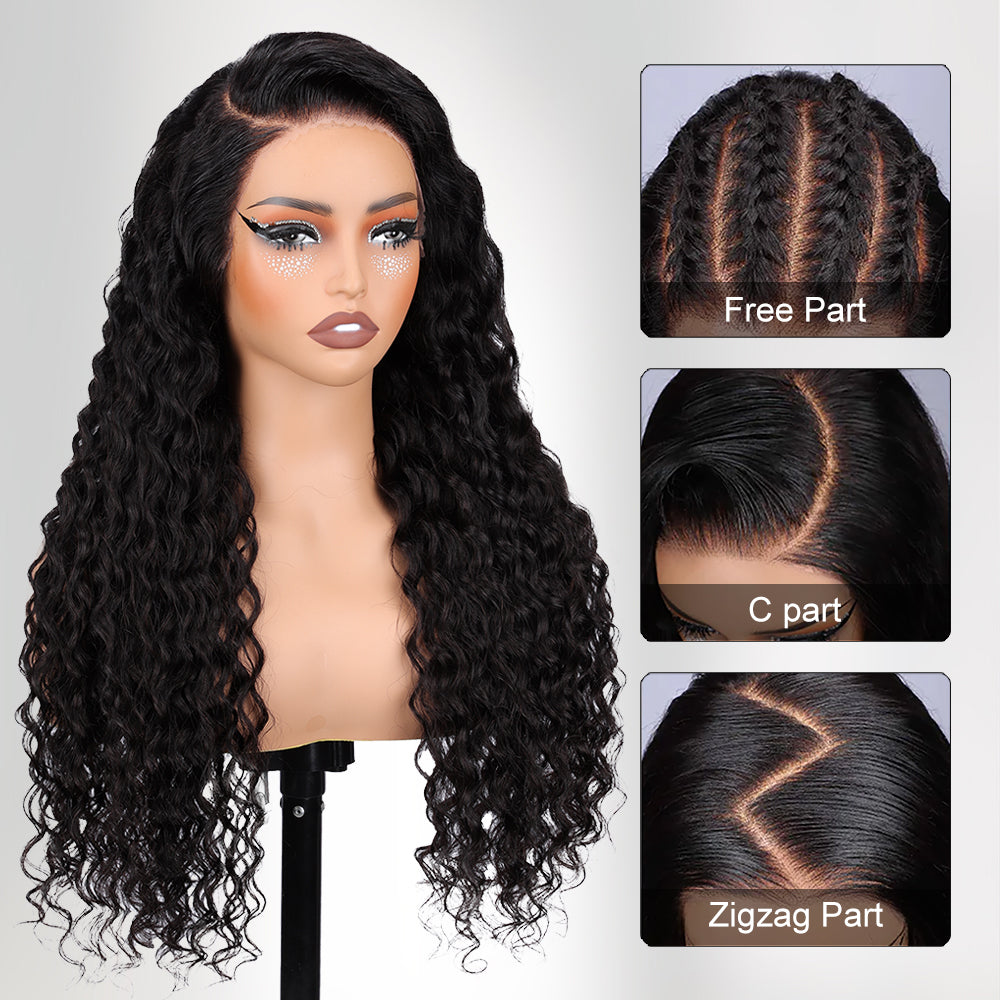 Pizazz Pull & Go Glueless Wig Deep Wave Ready To Go 13×6 HD Lace Human Hair Wig Put It On & Go
