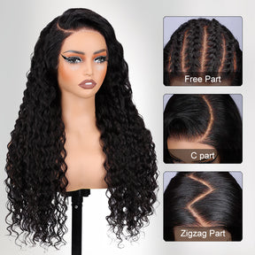 Pizazz Pull & Go Glueless Wig Deep Wave Ready To Go 13×6 HD Lace Human Hair Wig Put It On & Go