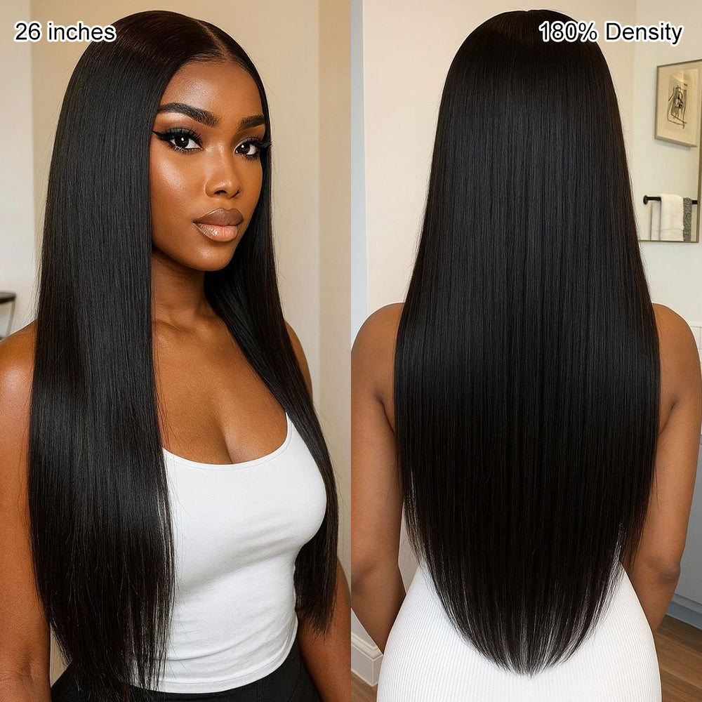 13X6 Pull Go Wig Straight Hair Transparent Lace Glueless Wigs Human Hair 180% 250% Density Flash Sale