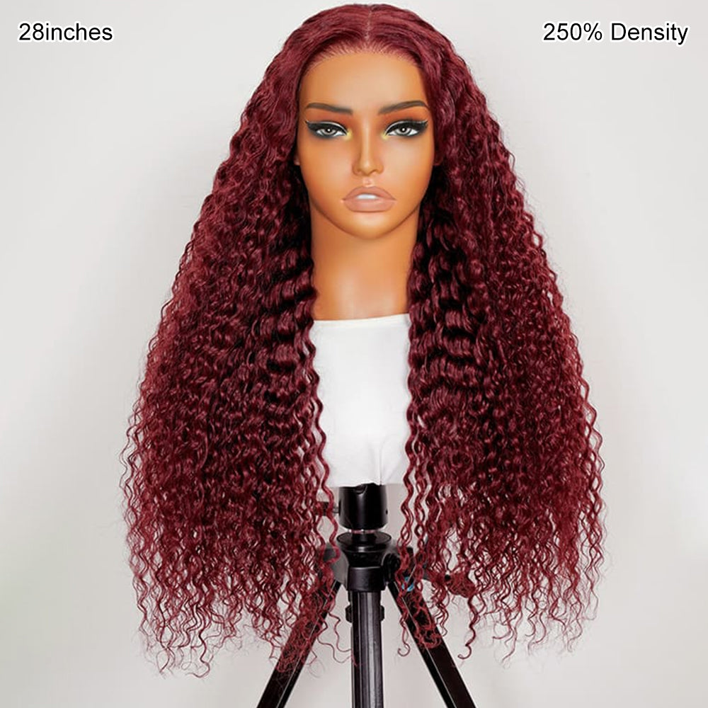 Pizazz 99J Burgundy Lace Front Wigs Human Hair Pre Plucked 12A 13x6 HD Lace Frontal Wigs with Baby Hair