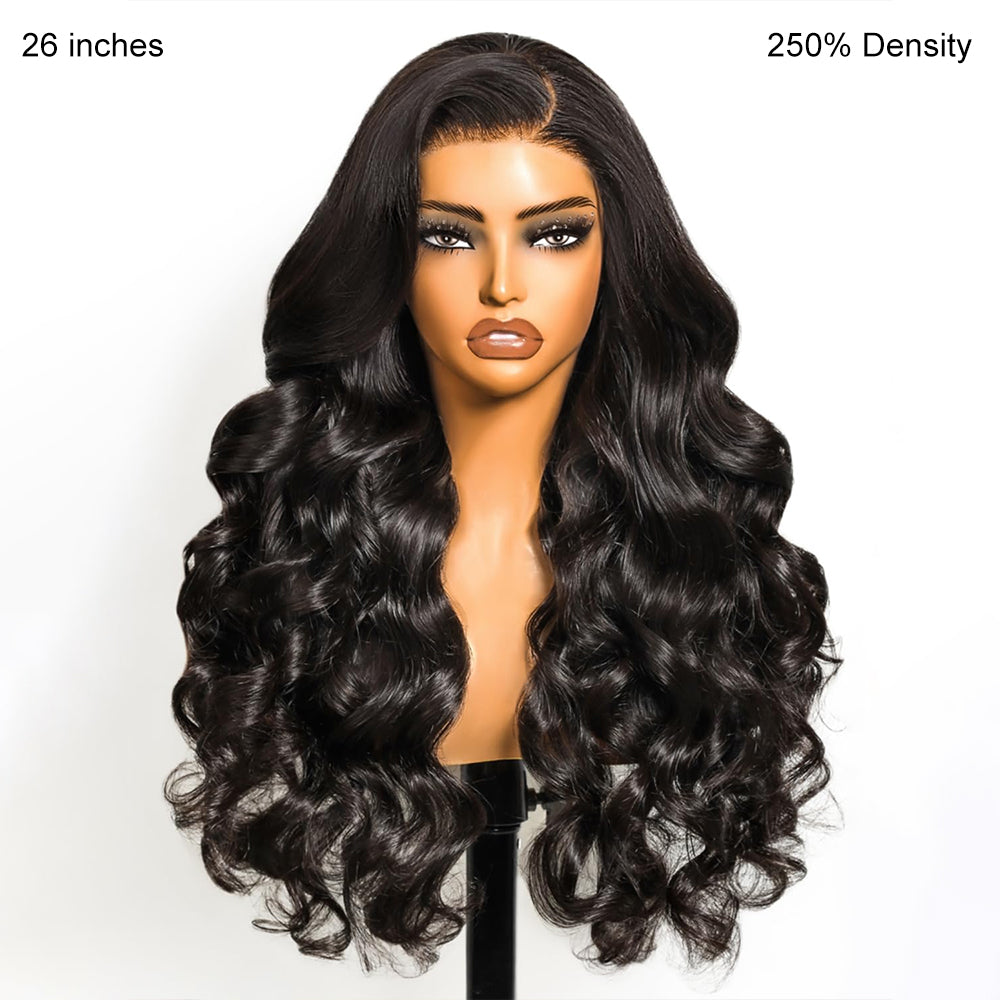Pull Go 13x6 Full Glueless Wig Transparent Lace Front Wigs Body Wave Natural Black Flash Sale  Pizazz Hair