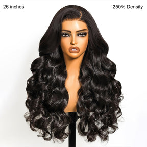 Pull Go 13x6 Full Glueless Wig Transparent Lace Front Wigs Body Wave Natural Black Flash Sale  Pizazz Hair