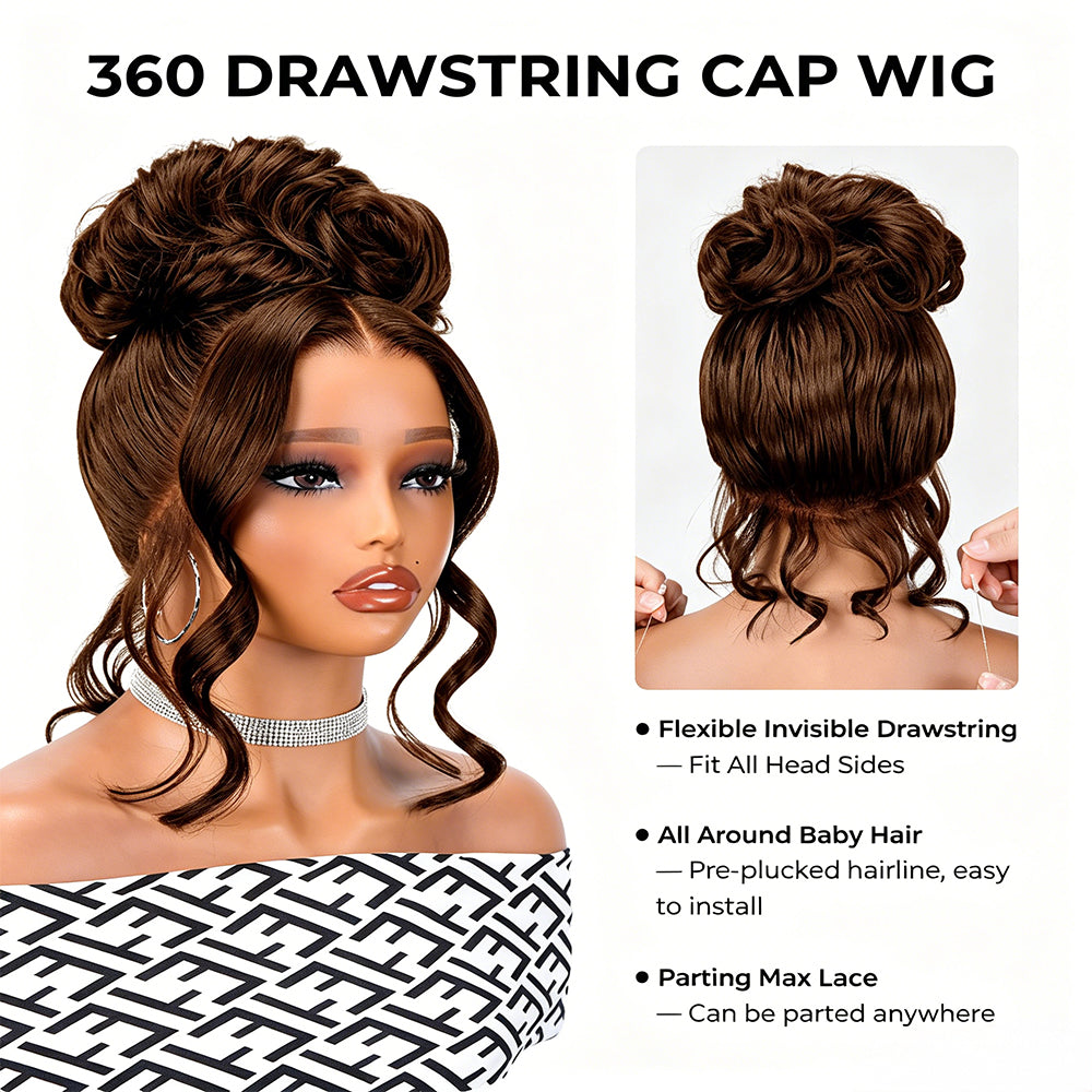 Face Framing Pre-Layered 360 Lace Frontal 4# Chocolate Brown Body Wave Lace Front Wig