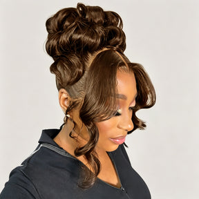 Face Framing Pre-Layered 360 Lace Frontal 4# Chocolate Brown Body Wave Lace Front Wig