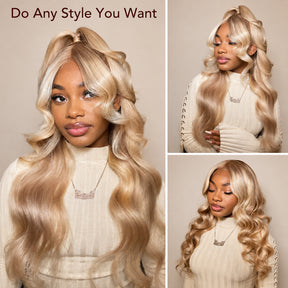P18/613 Highlights Wig Straight HD Lace Front 13x6 Glueless Pre Plucked Natural Hairline