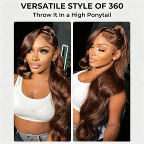 Face Framing Pre-Layered 360 Lace Frontal 4# Chocolate Brown Body Wave Lace Front Wig