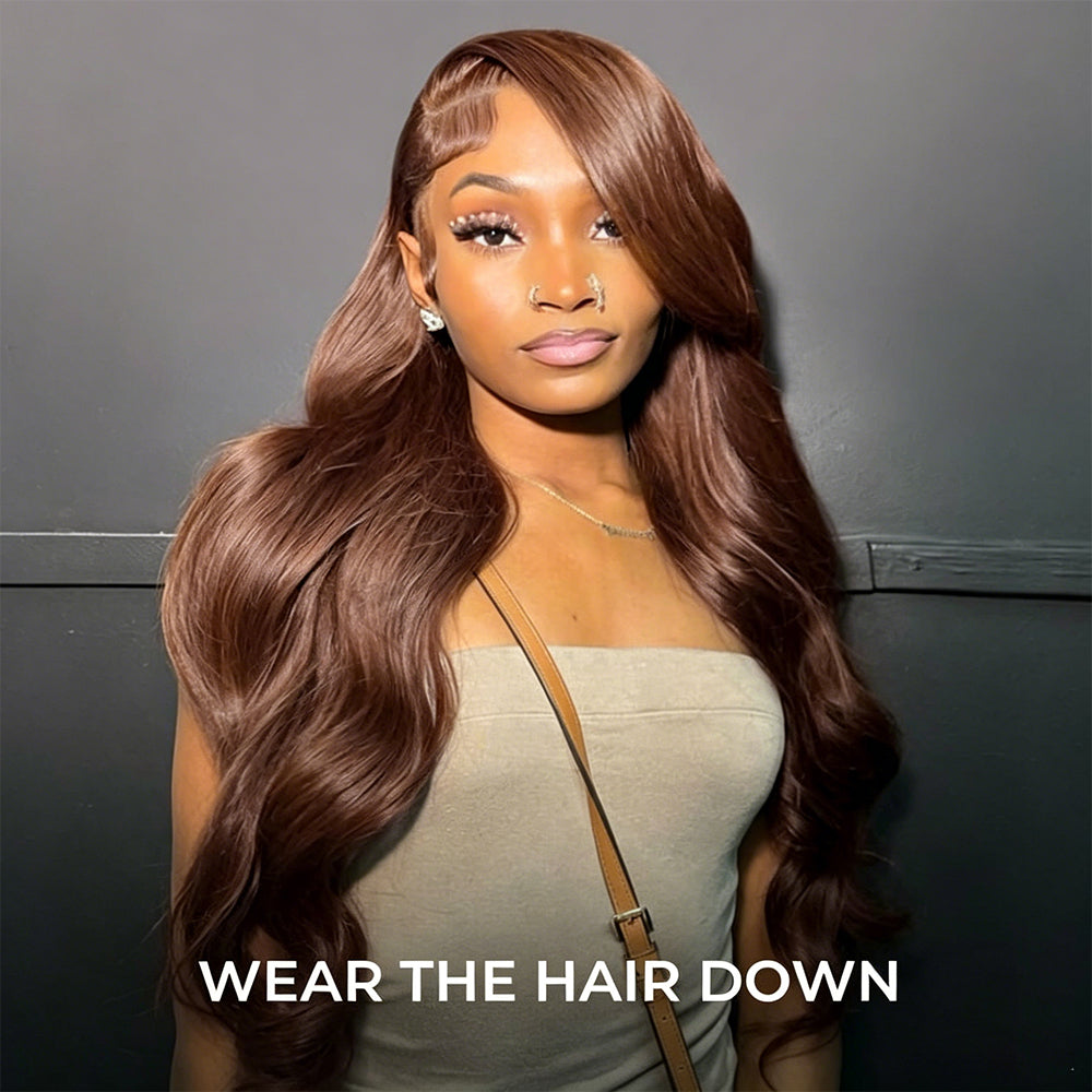 Face Framing Pre-Layered 360 Lace Frontal 4# Chocolate Brown Body Wave Lace Front Wig