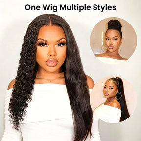 Wet and Wavy 2-in-1 Straight to Water Wave 13x6 Full HD Lace Frontal Glueless 100% Human Hair Wigs Pre Everything
