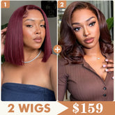 2 Wigs Set |  5x5 HD Lace  Pixie Curly Lace Wig  & 5X5 HD Lace #4 Chocolate Brown Short Bob Wig Flash Sale