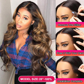 Straight Hair 4x4/8x5 Bye Bye Knots & 13x4 Pre Everything #1B/30 Highlight Colored Wigs Body Wave Wig 180% Density