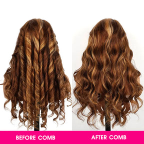 Flash Sale Glueless Highlight Brown With Honey Blonde Skunk Stripe Wig Pre-Cut 13X6 HD Lace & Bleached Knots 180% Density Pizazz Hair