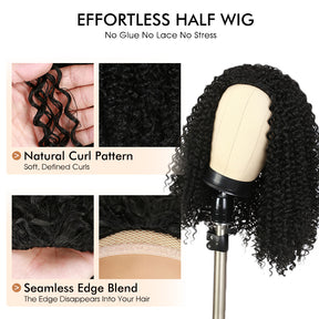 3 In 1 Half Wig | Kinky Curly Comfortable Fit Glueless Install Filp Over Half Wig With Adjustable Drawstring