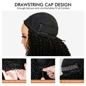3 In 1 Half Wig | Burmese Curly Highlight 427 Color Curly No Glue Needed Install Filp Over Half Wig With Adjustable Drawstring
