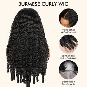 Burmese Curly 13×6 Wig With Spiral Curly Ends Invisi-Drawstring Pre-Everything Human Hair Wig