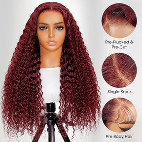 Pizazz Hair 30inch Jerry Curly 99j Burgundy 13x6 Hd Lace Frontal Human Hair Wigs  100% Human Hair Flash Sale