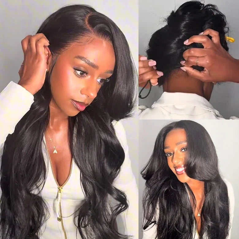 Body Wave Glueless Ear-to-ear 13x6 Frontal HD Lace Wig Human Hair Flexi-Fit Drawstring Cap