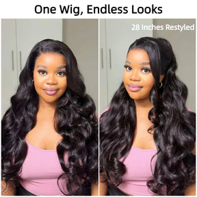 Body Wave Glueless Ear-to-ear 13x6 Frontal HD Lace Wig Human Hair Flexi-Fit Drawstring Cap