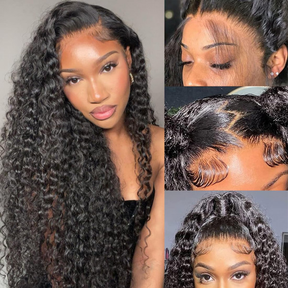 Deep Curly 13x4 Full HD Lace Frontal Wig Virgin Human Hair Natural Scalp Match All Skin Tones