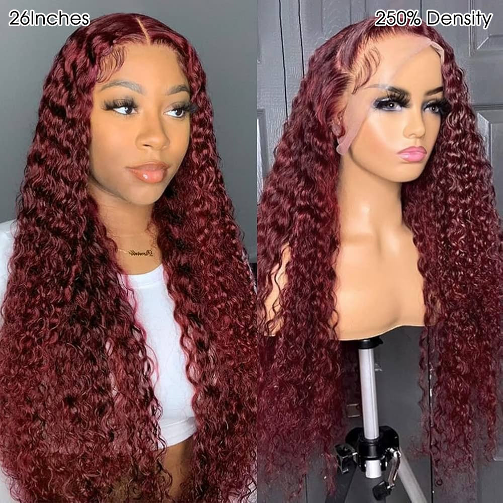 Pizazz 99J Burgundy Lace Front Wigs Human Hair Pre Plucked 12A 13x6 HD Lace Frontal Wigs with Baby Hair