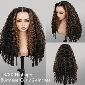 Burmese Curly 13×6 Wig With Spiral Curly Ends Invisi-Drawstring Pre-Everything Human Hair Wig