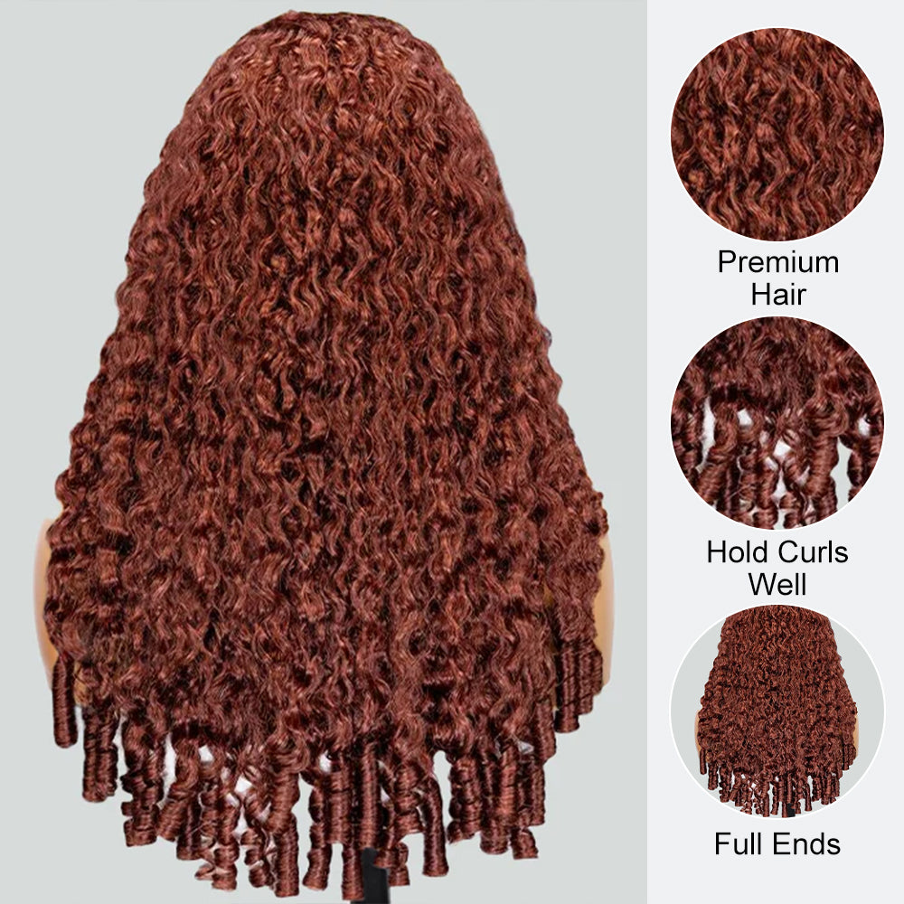 350% Density Glueless Burmese Curly 33# Reddish Brown 13x6 Full Lace Pre-Everything Wear Go Wig