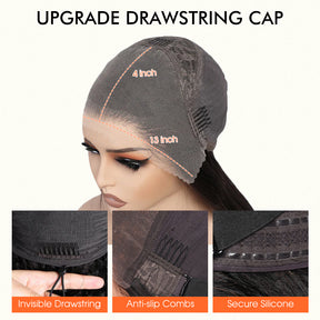 Reddish Brown Straight 13x4 Pre Cut Lace Front Human Hair Glueless Wear And Go Wig