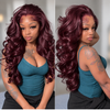 Black Cherry Color Body Wave Human Hair Wigs 13x6 Full Lace Frontal Pre-Everything Glueless Wigs