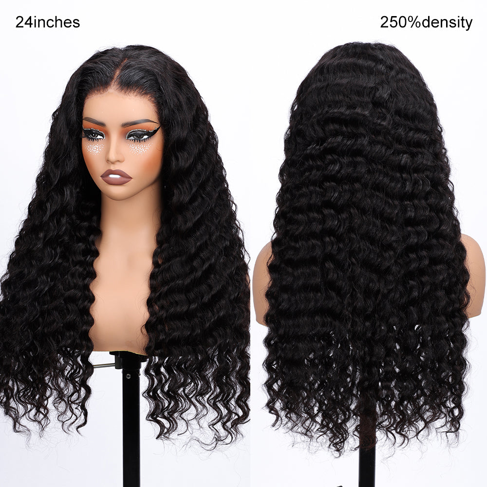 Pizazz Pull & Go Glueless Wig Deep Wave Ready To Go 13×6 HD Lace Human Hair Wig Put It On & Go