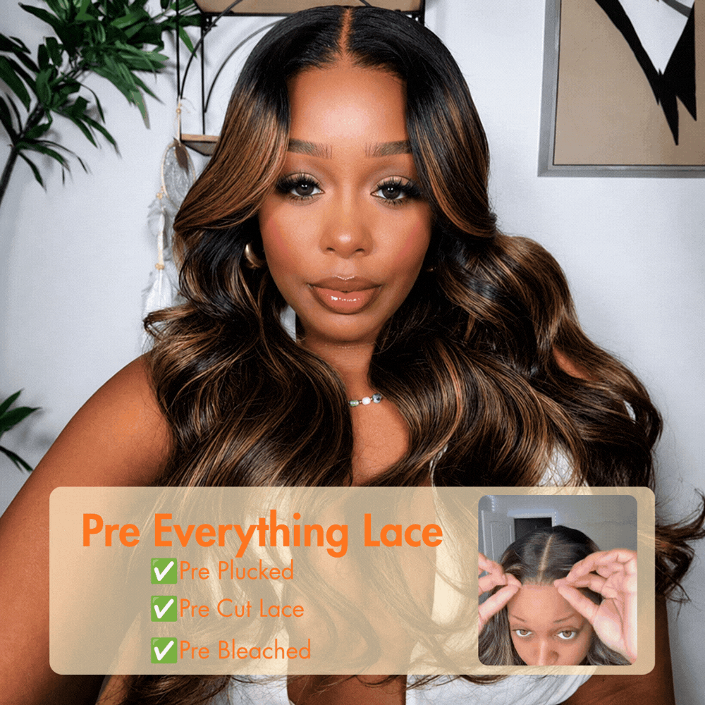 1B/30 Auburn Balayage Highlight Body Wave 13x6 Deep Part Glueless HD Lace Frontal Human Hair Wig