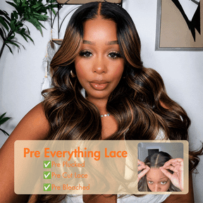 1B/30 Auburn Balayage Highlight Body Wave 13x6 Deep Part Glueless HD Lace Frontal Human Hair Wig