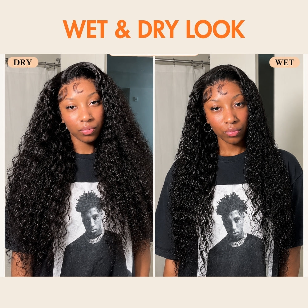 Water Wave 220% Density Invisi Strap Snug Fit 360 Transparent Lace Frontal Bleached Knots Pre Cut Lace Wig