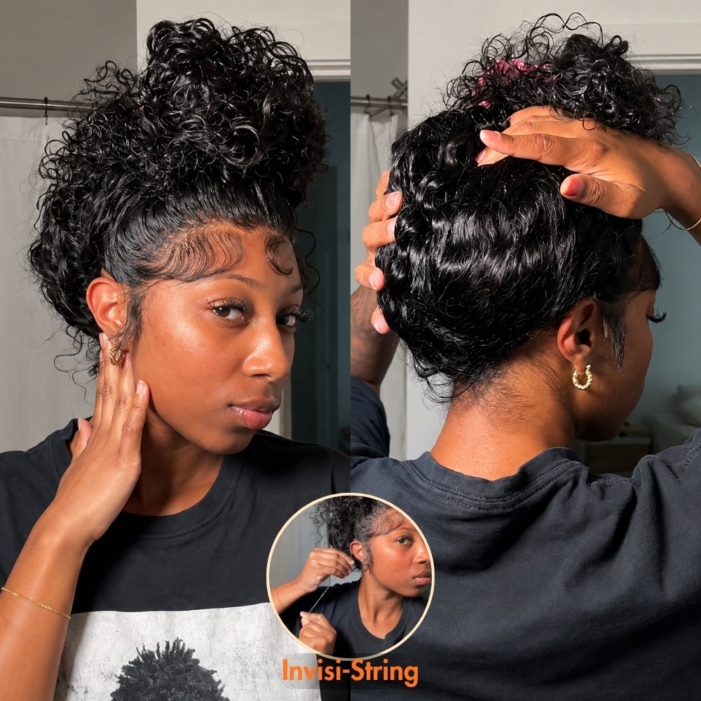Water Wave 220% Density Invisi Strap Snug Fit 360 Transparent Lace Frontal Bleached Knots Pre Cut Lace Wig