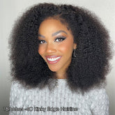 4C Hairline Afro Kinky Curly Wig 220% Density 13x4 Glueless HD Lace Wig