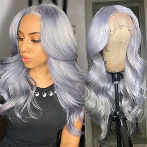 Body Wave Silver Grey Color Wig 100% Human Hair 13x4 HD Lace Front Wigs For Women
