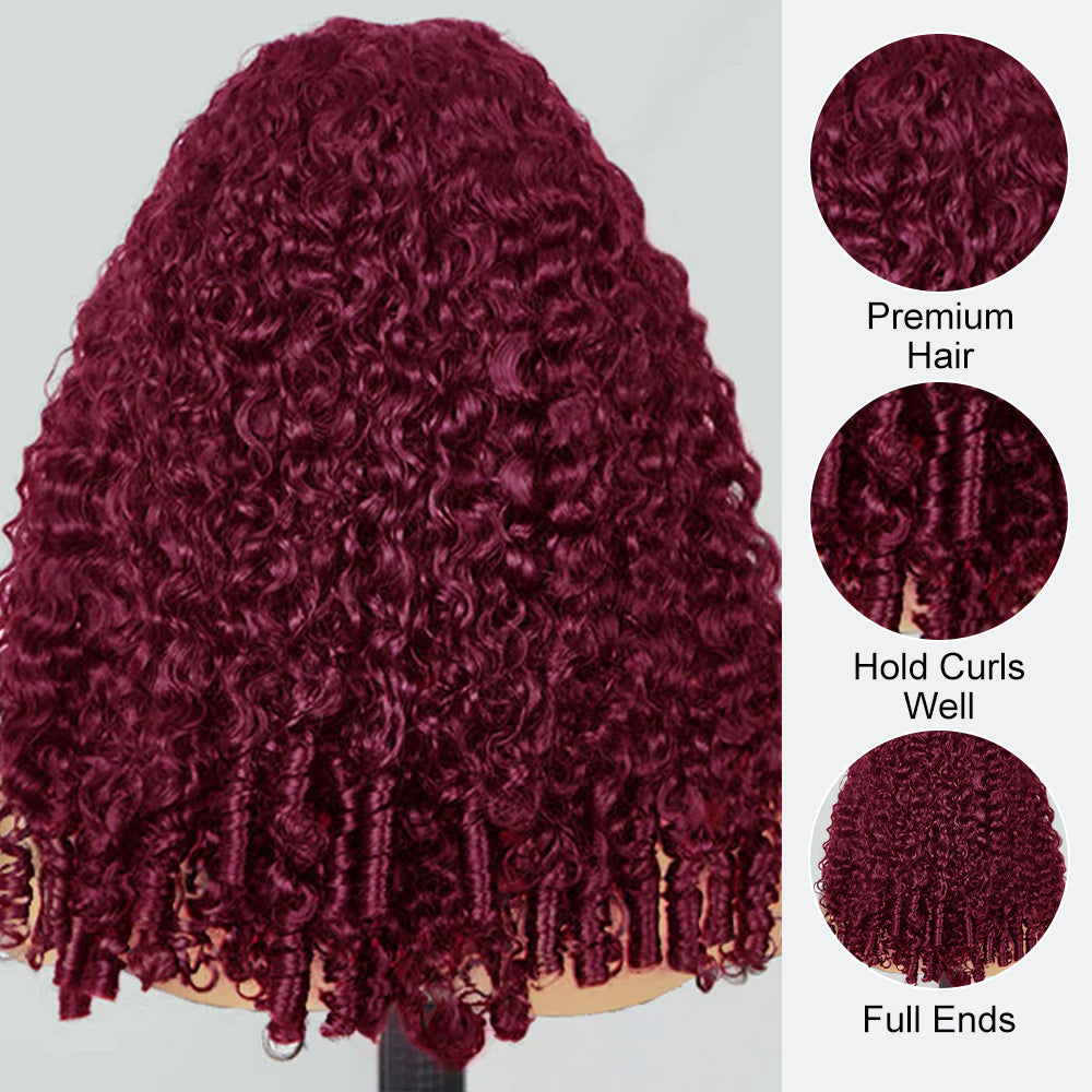 99J Burmese Curly Glueless Wig Bleached Knots 13x6 Full Pull Go Lace Front Wear Go Wig With Flexible Fit Drawstring