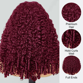 99J Burmese Curly Glueless Wig Bleached Knots 13x6 Full Pull Go Lace Front Wear Go Wig With Flexible Fit Drawstring