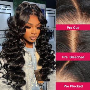 8x5 & 13x4 HD Lace Wigs with Natural Hairline Invisible Knots Loose Wave Pre Everything Wig with Ear Tapes