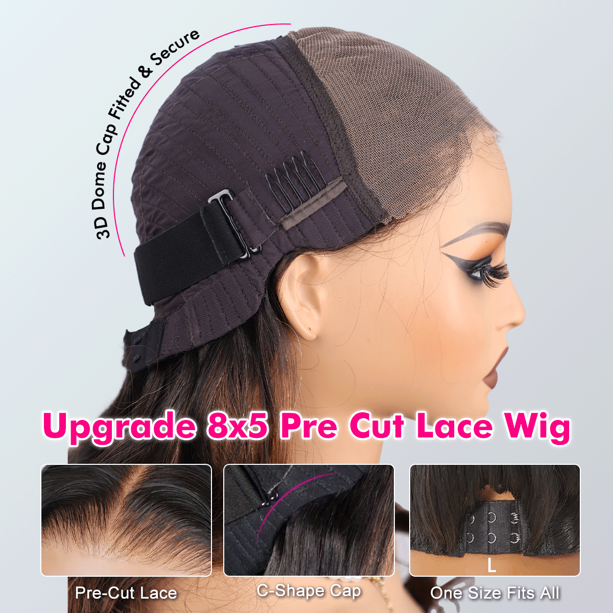 Pizazz 8X5 Glueless Chestnut Brown Ombre T1b/4 Lace Front  Wig Human Hair Pre Plucked Pre Bleached 250 Density Lace Front Wigs (18Inch)