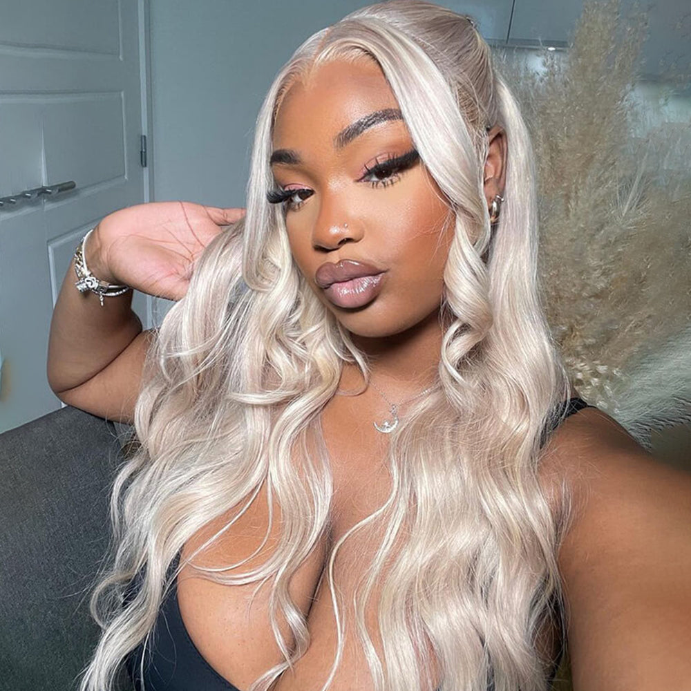 #P18/613 Ash Blonde Highlight 13x4 HD Straight Lace Front Wigs 180% Density Pre Plucked with Baby Hair