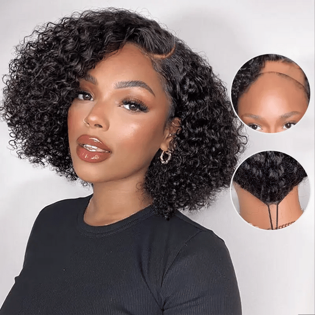 2 Wigs Set | 220% Density 5x5 Curly Lace Wig and Silky Straight T4/613 Ombre Blonde Bob Lace Wig