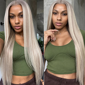 P18/613 Highlights Wig Straight HD Lace Front 13x6 Glueless Pre Plucked Natural Hairline