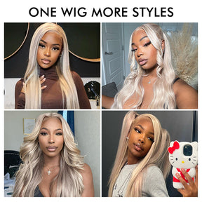P18/613 Highlights Wig Straight HD Lace Front 13x6 Glueless Pre Plucked Natural Hairline