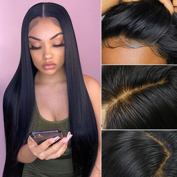 Straight Lace Front Wigs with Bleached Knots 13x6 HD Transparent Lace Frontal Wigs-Pizazz Hair