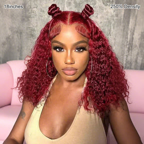 Pizazz 99J Burgundy Lace Front Wigs Human Hair Pre Plucked 12A 13x6 HD Lace Frontal Wigs with Baby Hair