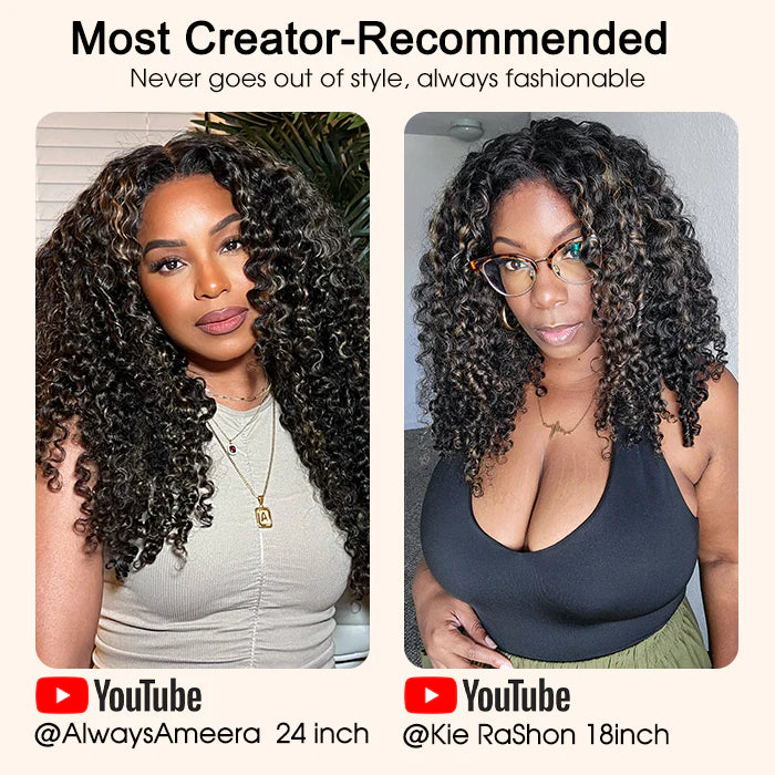 4C Curly Edges Jerry Curly Human Hair Wig M1B/27 Balayage Highlight Glueless Pre Plucked