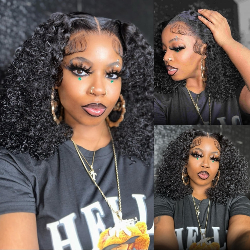 3 In 1 Half Wig | Kinky Curly Comfortable Fit Glueless Install Filp Over Half Wig With Adjustable Drawstring