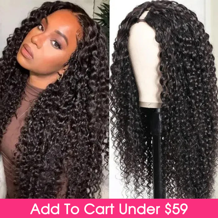 Glueless Jerry Curly V Part Human Hair Wigs Clip and Go Wig Beginner Friendly Protective Style Human Hair Wig