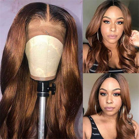 Pizazz T1B-4 Body Wave Full 13x6 Lace Frontal Virgin Human Hair Wigs 250% 12A Grade Human Hair ( 22Inch)