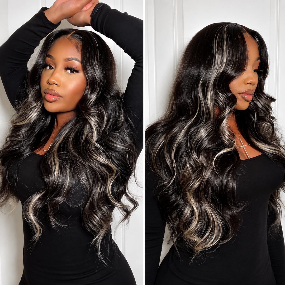 1B/613 Highlights Body Wave 13x6 Glueless Wig 220% Density Human Hair